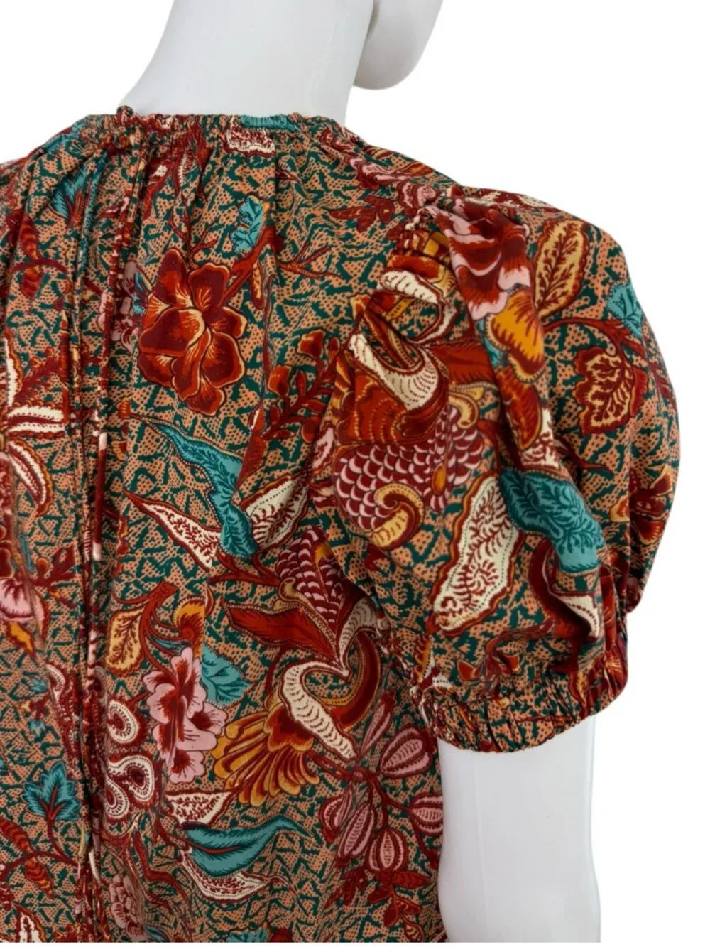 ULLA JOHNSON Evelyn Floral Print Puff Sleeve Top Size 2 K0894